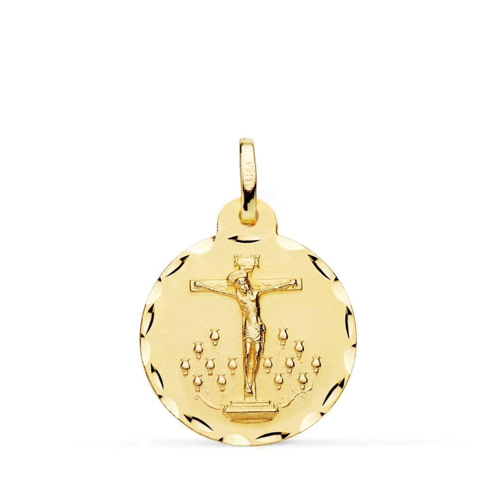 Medalla Cristo de la Laguna 20 mm de oro amarillo 18K