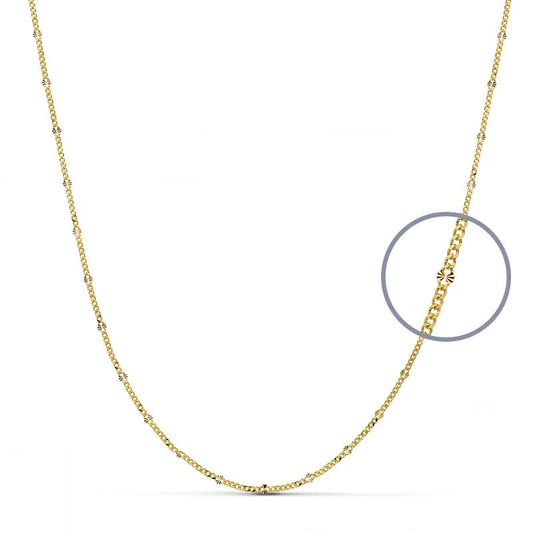 18K CADENA ORO AMARILLO MACIZA DIAMANTADA 50CM 1.5 MM