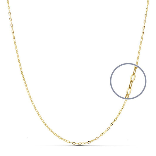 18K CADENA ORO AMARILLO ESLABONES OVALES TALLADOS. ANCHO: 1MM LARGO: 50CM