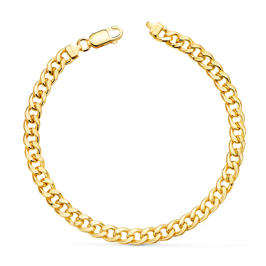 Pulsera Barbada Hueca Ancho: 5 mm Largo: 19 cm de oro amarillo 18K