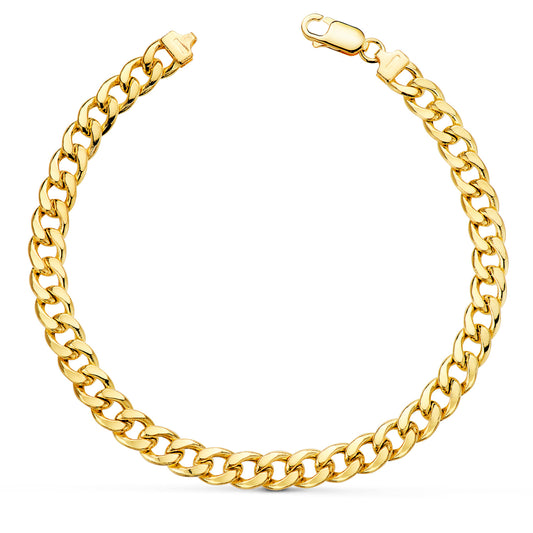 Pulsera Barbada Hueca Ancho: 6 mm Largo: 20 cm de oro amarillo 18K