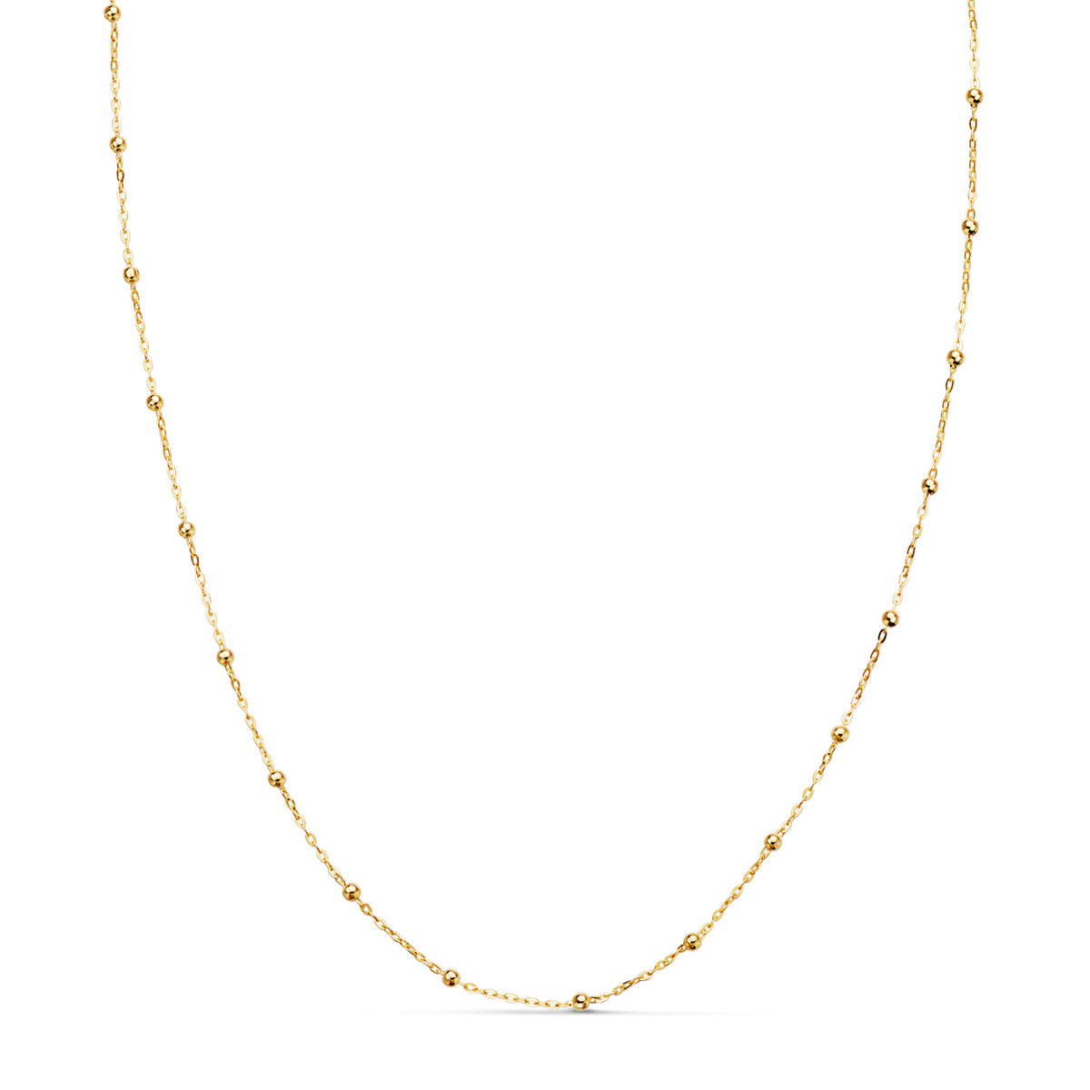 Cadena Forzada con Bolas de 2 mm. Ancho: 0,5 mm Largo: 40 cm de oro amarillo 18K