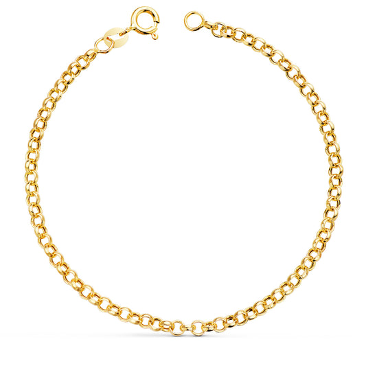 Pulsera Rolo Hueca Ancho 3 mm Largo 19 cm de oro amarillo 18K