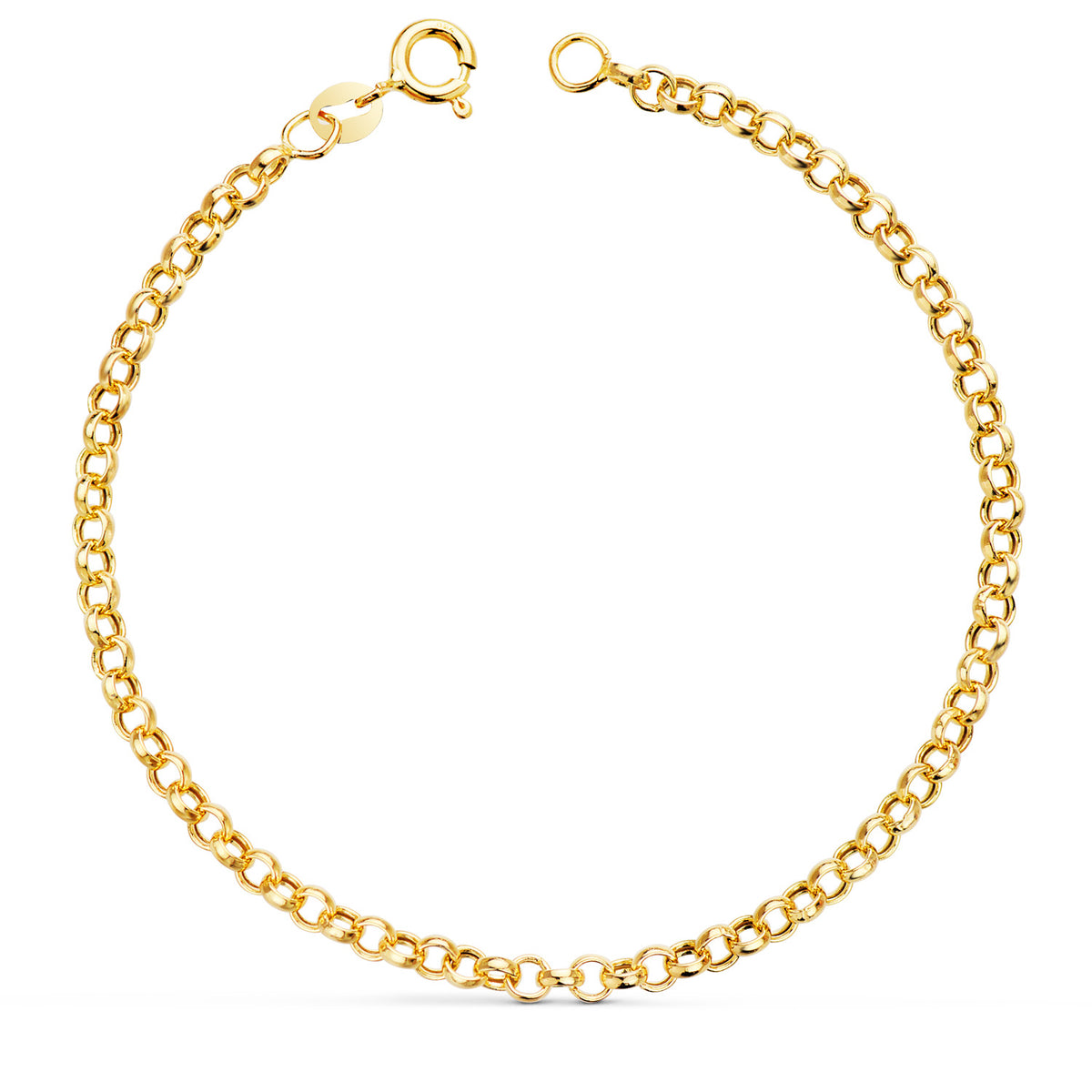 Pulsera Rolo Hueca Ancho 3 mm Largo 19 cm de oro amarillo 18K