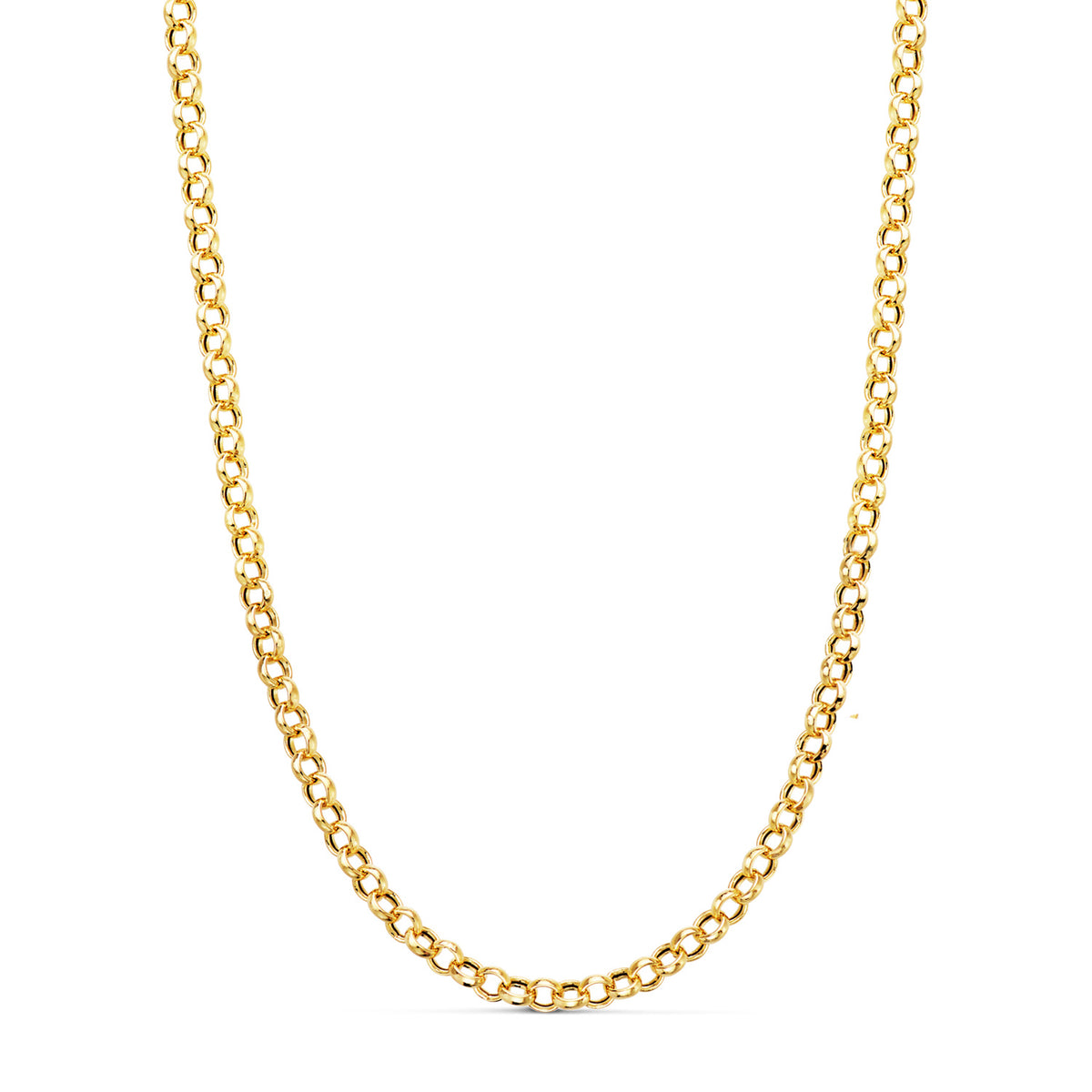 Cadena Rolo Hueco Ancho: 3 mm. Largo: 50 cm Cierre Reasa de oro amarillo 18K