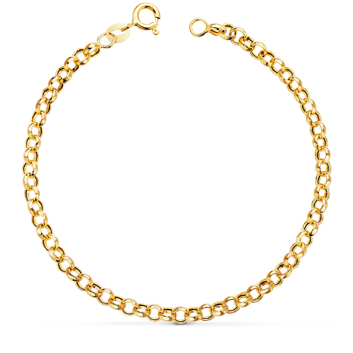 18K PULSERA ORO AMARILLO ROLO HUECA ANCHO 4 MM LARGO 19CM