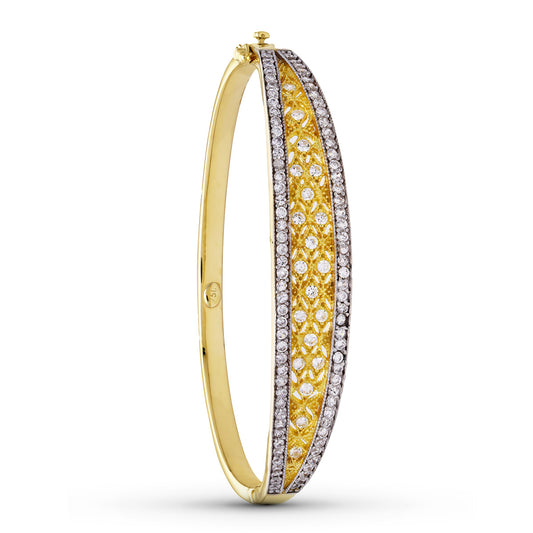 Pulsera Rigida Bicolor Circonita 18K