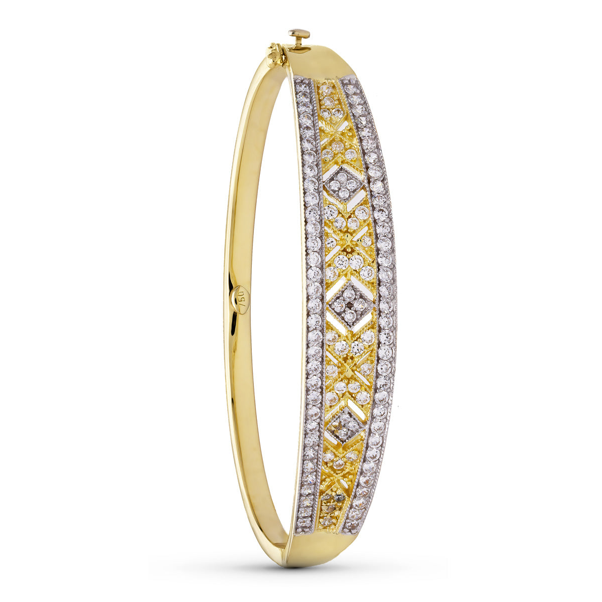 Pulsera Rigida Bicolor Circonitas 18K
