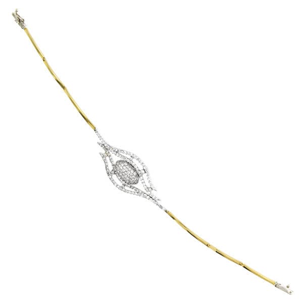 Pulsera Bicolor con Circonita 19,5 cm 18K