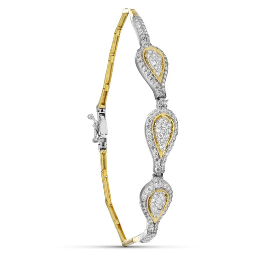 Pulsera Bicolor Circonita Motivos 19 cm 18K