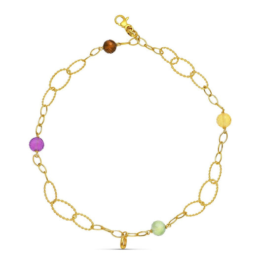 Pulsera Eslabones y Piedras de oro amarillo 18K