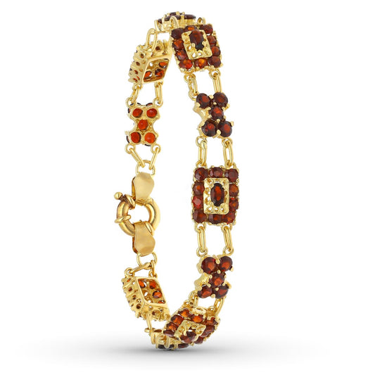 Pulsera Granates 19 cm de oro amarillo 18K