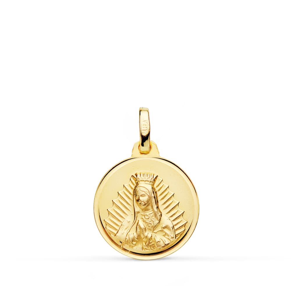 Medalla Virgen Guadalupe Bisel 16 mm de oro amarillo 18K