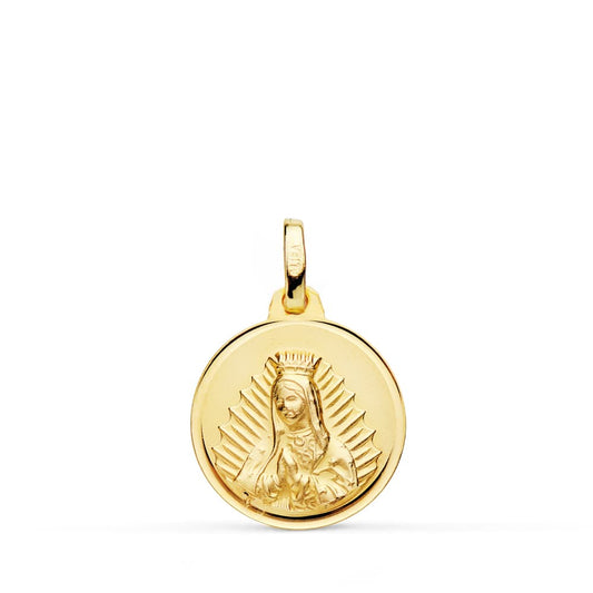 Medalla Virgen Guadalupe Bisel 16 mm de oro amarillo 18K