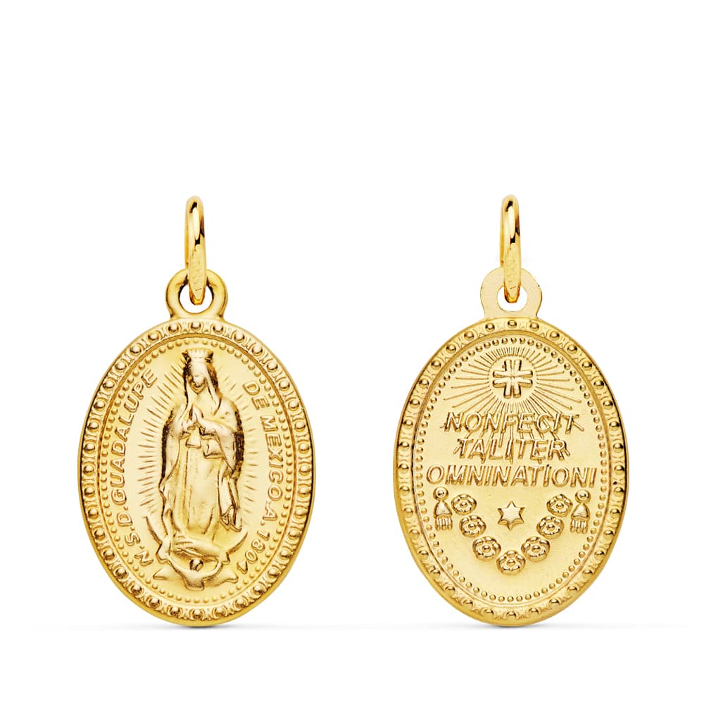 Medalla Escapulario Virgen de Guadalupe Oval 18 x 14 mm de oro amarillo 18K