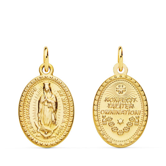 Medalla Escapulario Virgen de Guadalupe Oval 18 x 14 mm de oro amarillo 18K
