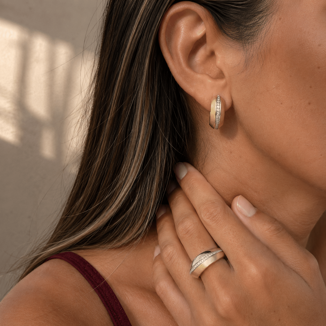 Anillo plata oro de aleación de metales con baño de oro de 14 quilates - vista adicional