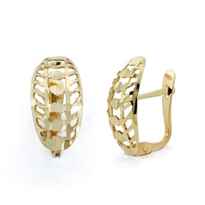 18K PENDIENTES ORO AMARILLO CALADOS 14X7 MM CIERRE CATALÁN