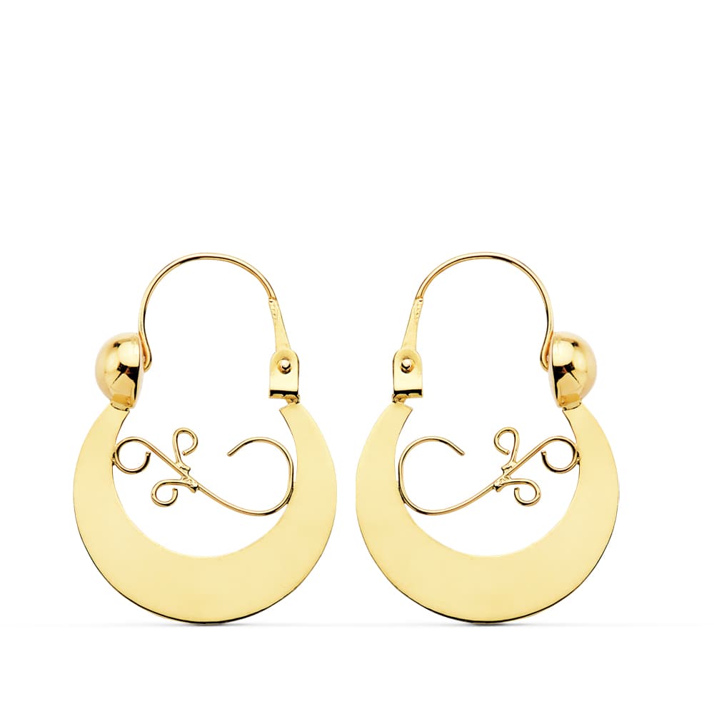 Pendientes Aros Criollas 17 x 13 mm de oro amarillo 9K