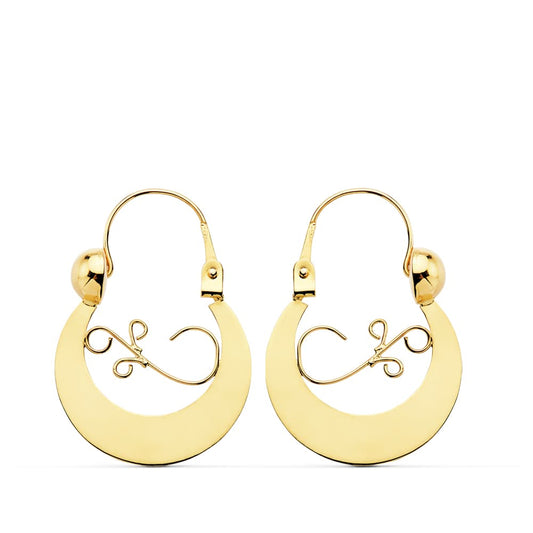 9K PENDIENTES AROS ORO AMARILLO CRIOLLAS CANARIA 9K 24X17 MM