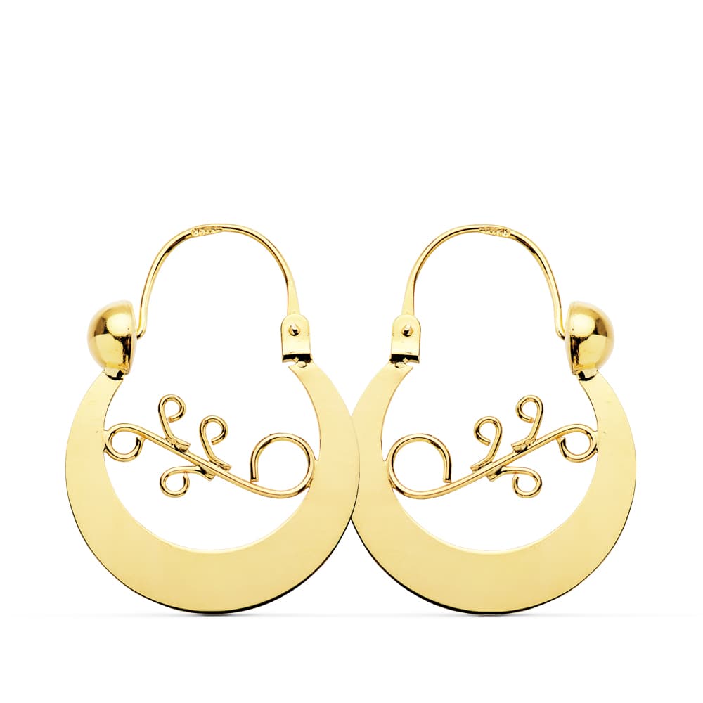 18K AROS CRIOLLAS ORO AMARILLO CANARIAS 27X20 MM