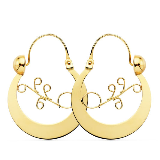 18K AROS CRIOLLAS ORO AMARILLO CANARIAS 30X24 MM