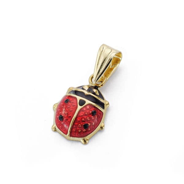 Colgante Mariquita. Esmalte 11 x 8 mm 18K