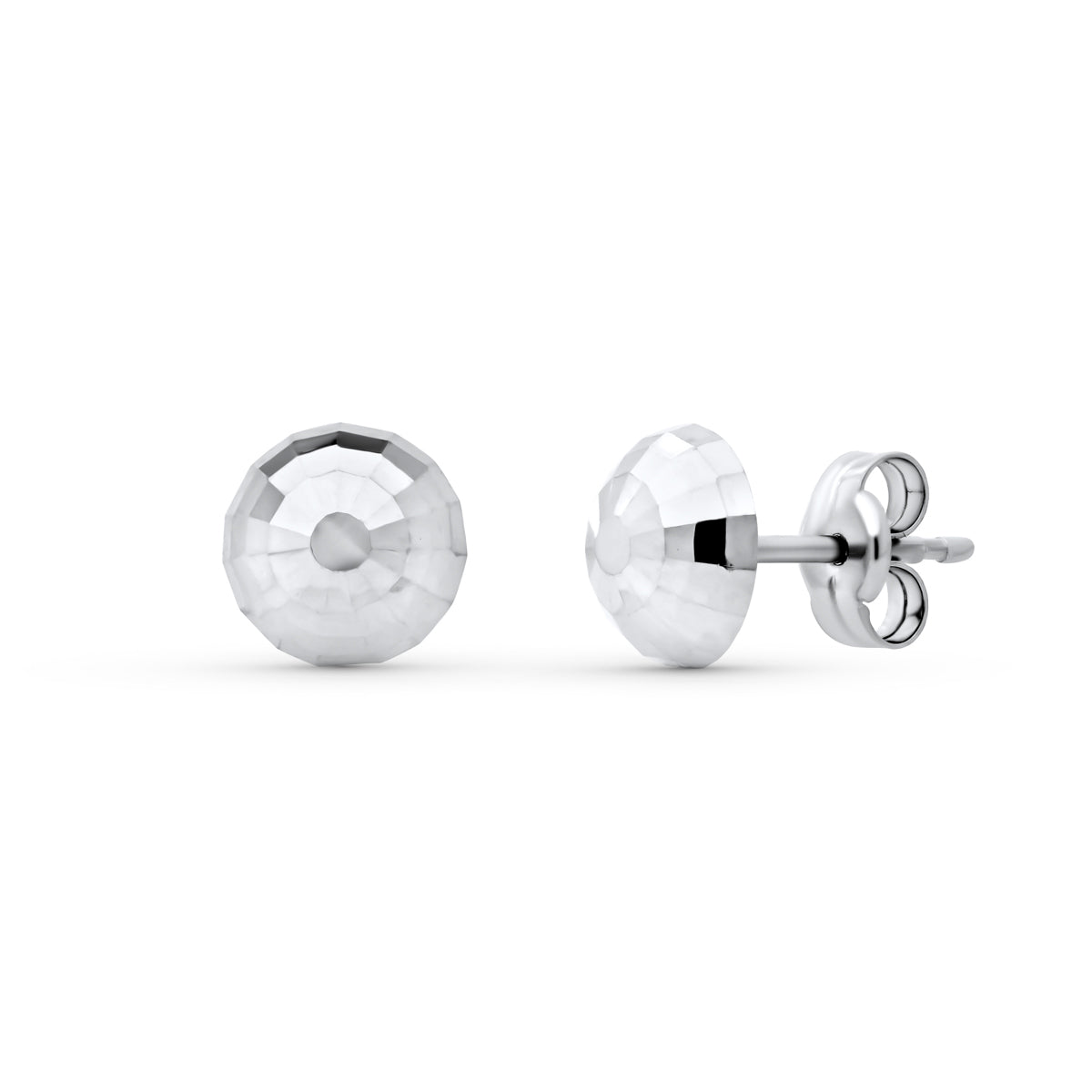 Pendientes Media Bola Tallada 6 mm de oro blanco 18K