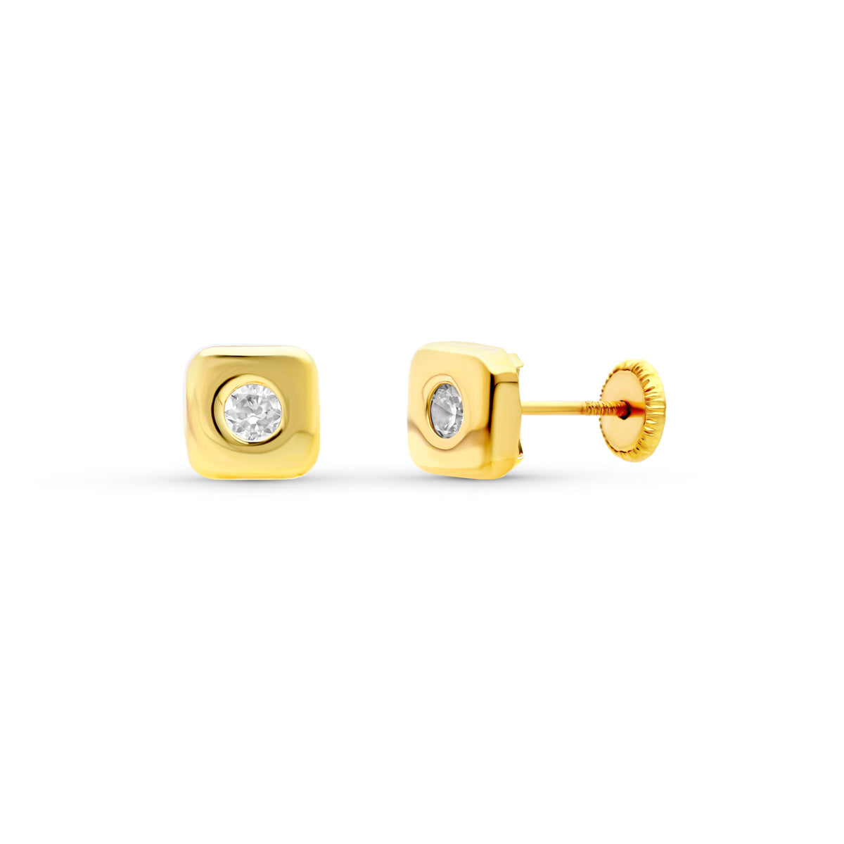 Pendientes Cuadrados 6 x 6 mm de oro amarillo 18K