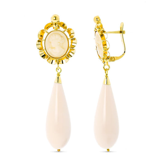 Pendientes Cubanas Camafeo Marfil de oro amarillo 18K