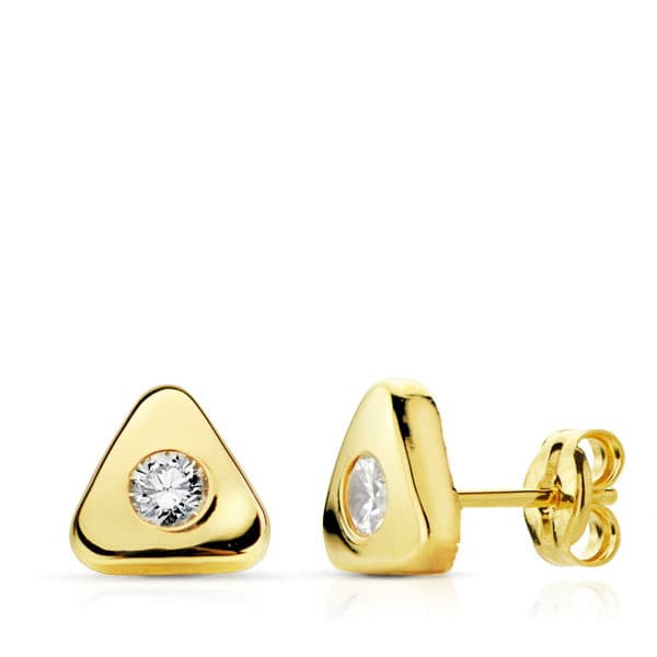 Pendientes Triangulo Circonita7 x 7 mm de oro amarillo 18K