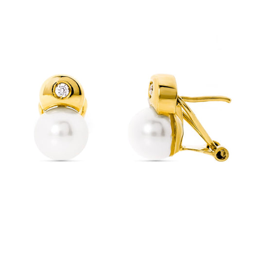 Pendientes y Perla Cultivada 7 mm 12 x 7 mm de oro amarillo 18K