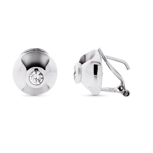 18K PENDIENTES ORO BLANCO CIRCONITA 12 MM CIERRE OMEGA