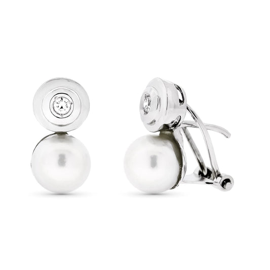 Pendientes Perla Cultivada 7 mm 14 x 7 mm de oro blanco 18K