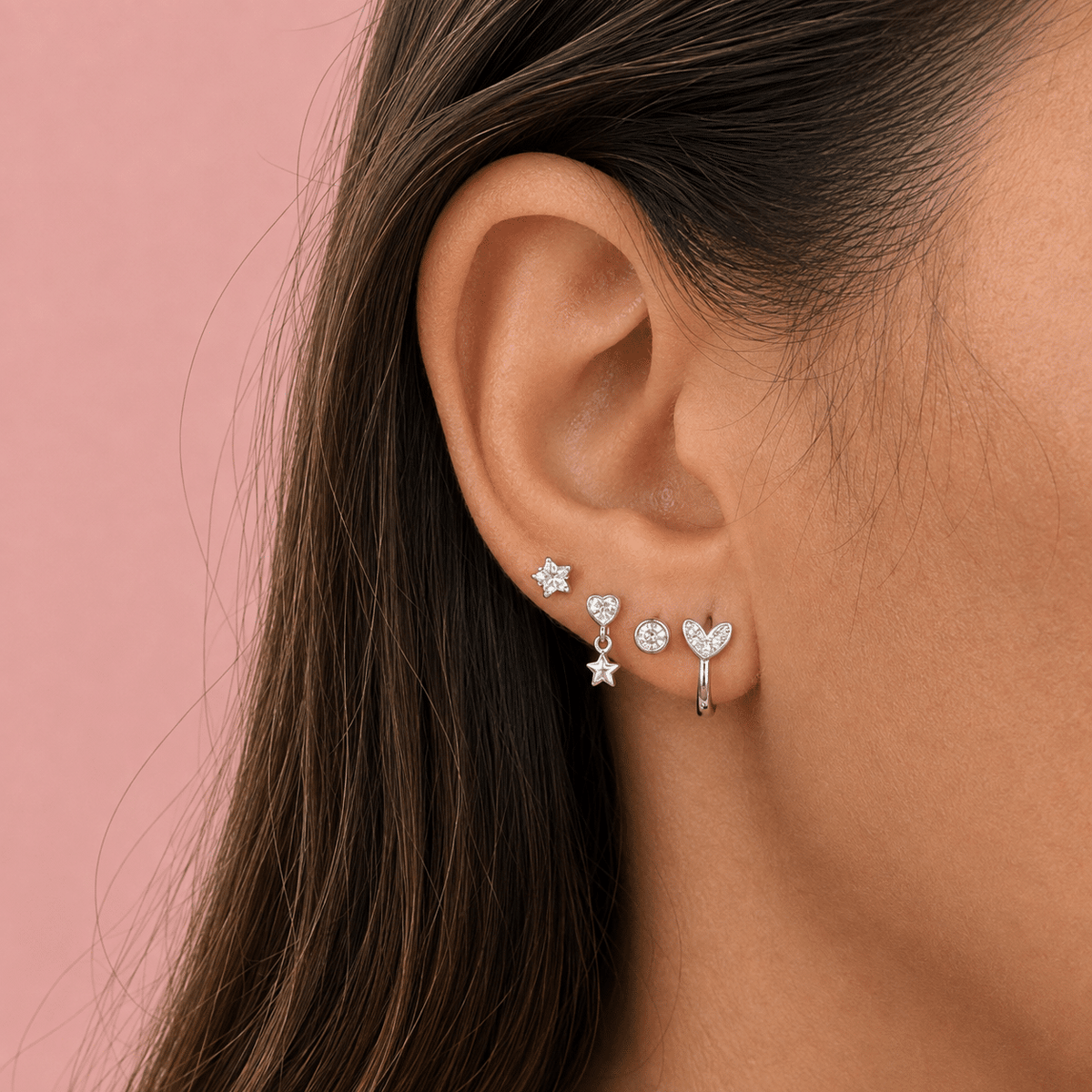 Pendientes aritos corazón de plata de ley - imagen adicional - Joyería Zafir
