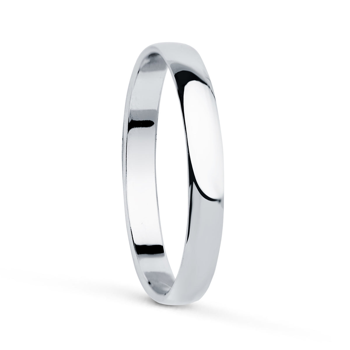 Alianza Lisa Brillo. Ancho: 2,5 mm de oro blanco 18K