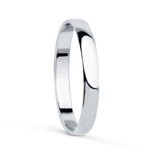 Alianza Lisa Brillo. Ancho: 2,5 mm de oro blanco 18K