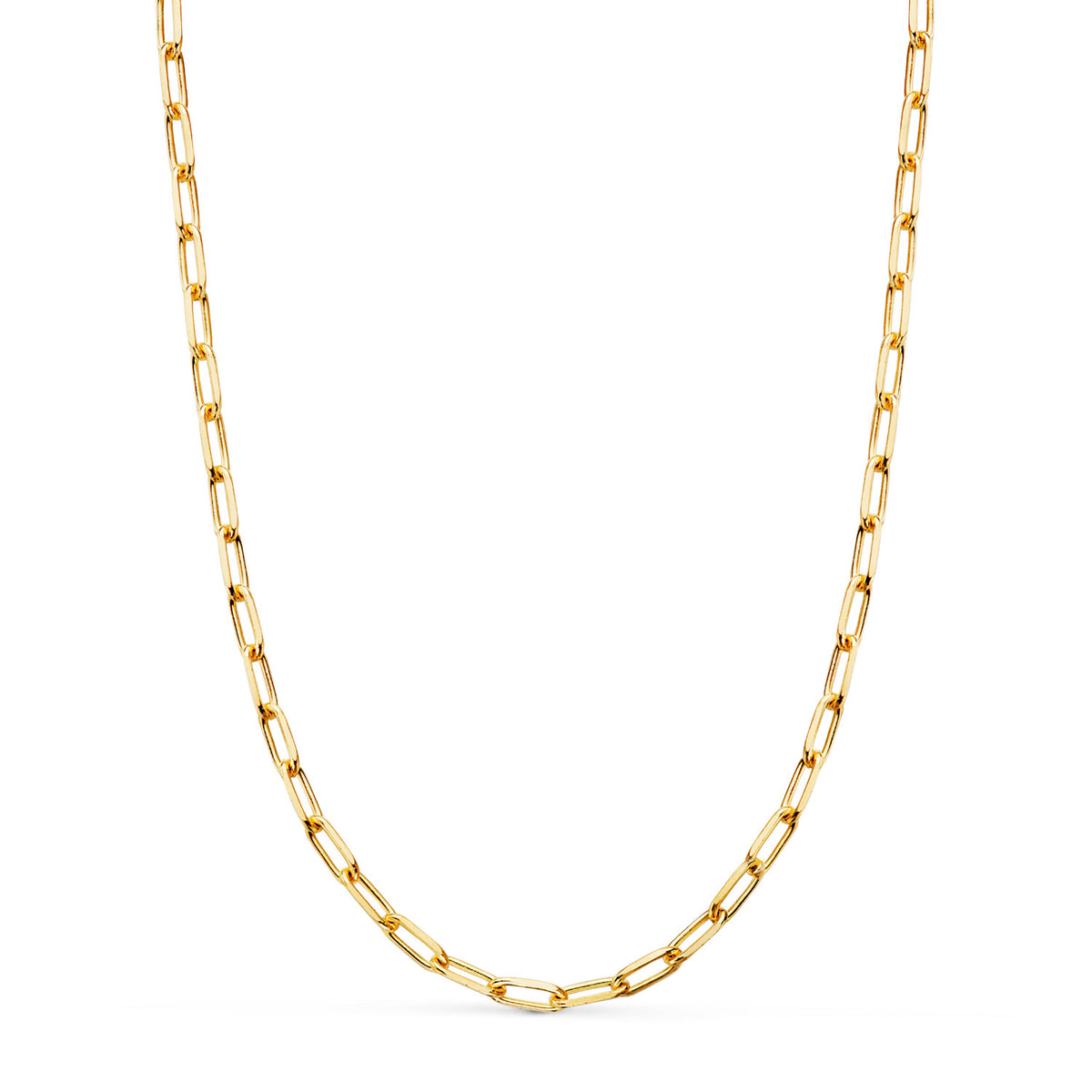 Cadena Forzada Maciza Eslabon Alargado. Eslabon: 8 x 3 mm. Largo: 50cm de oro amarillo 18K