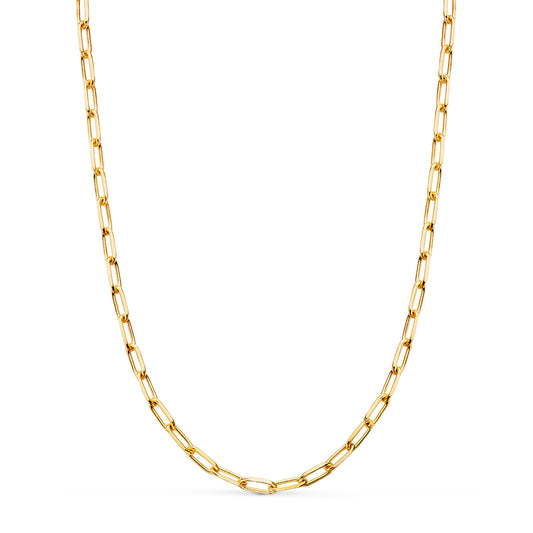 Cadena Forzada Maciza Eslabon Alargado. Eslabon: 8 x 3 mm. Largo: 50cm de oro amarillo 18K