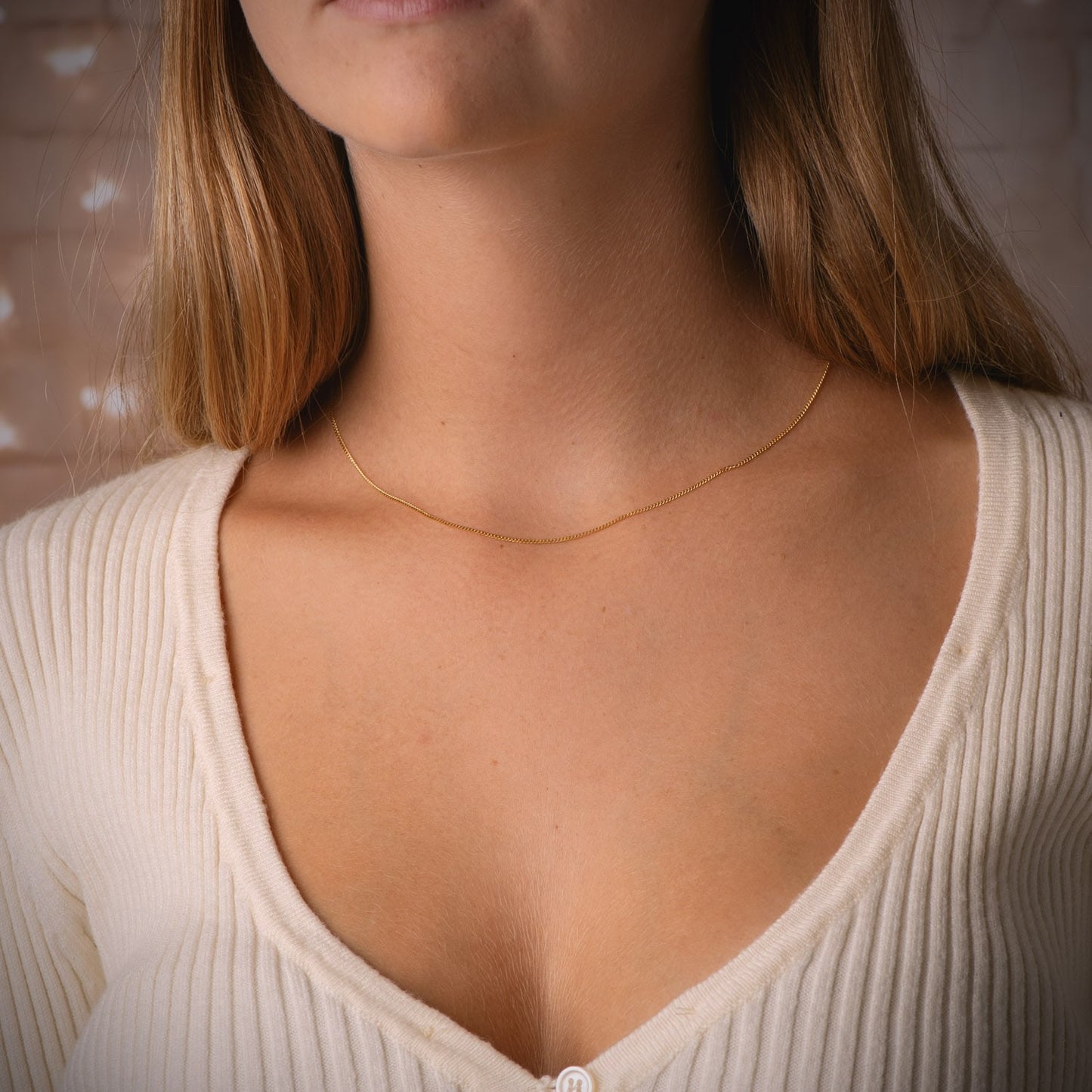 18K CADENA ORO AMARILLO MACIZA BARBADA 40CM 0.8 MM