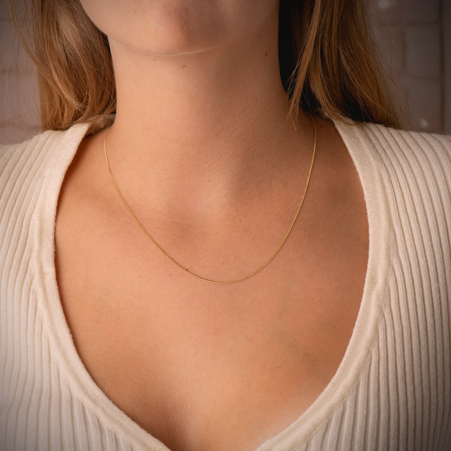 18K CADENA ORO AMARILLO MACIZA BARBADA 45CM 0.8 MM