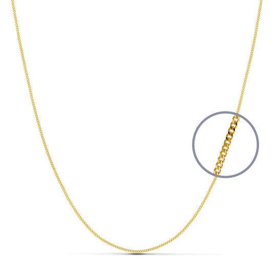 18K CADENA ORO AMARILLO MACIZA BARBADA 50CM 1 MM