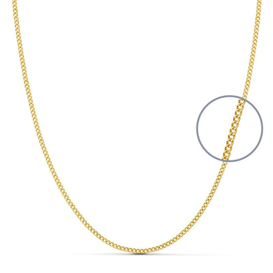 18K CADENA ORO AMARILLO MACIZA BARBADA 50CM ANCHO 1.2 MM