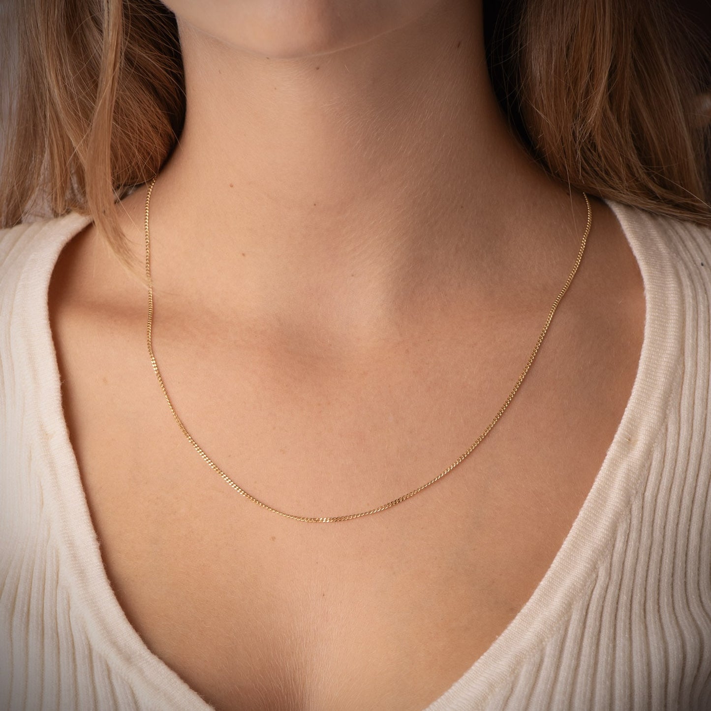 18K CADENA ORO AMARILLO MACIZA BARBADA 50CM ANCHO 1.2 MM