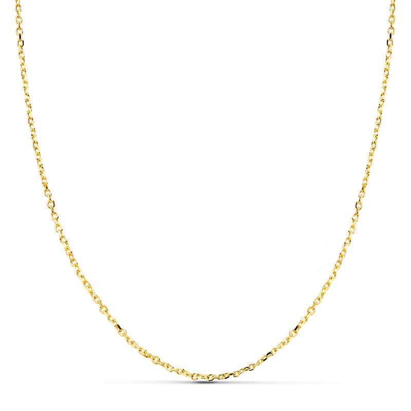 18K CADENA ORO AMARILLO MACIZA FORZADA 50CM ANCHO 1.2 MM