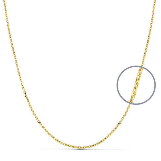 18K CADENA ORO AMARILLO MACIZA FORZADA 50CM ANCHO 1.5 MM