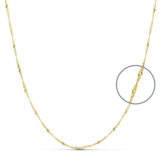 18K CADENA ORO AMARILLO MACIZA SINGAPUR 50CM 1.2 MM