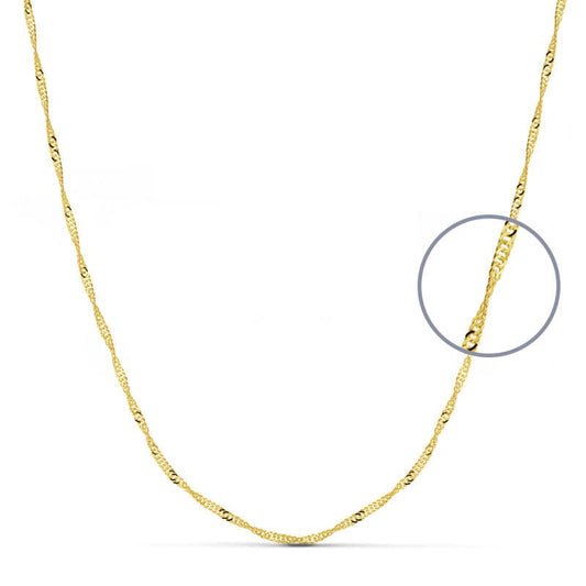 18K CADENA ORO AMARILLO MACIZA SINGAPUR 50CM 1.5 MM