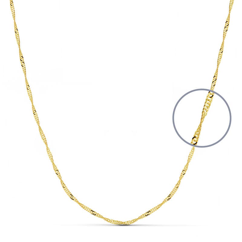 18K CADENA ORO AMARILLO MACIZA SINGAPUR 50CM 1.5 MM
