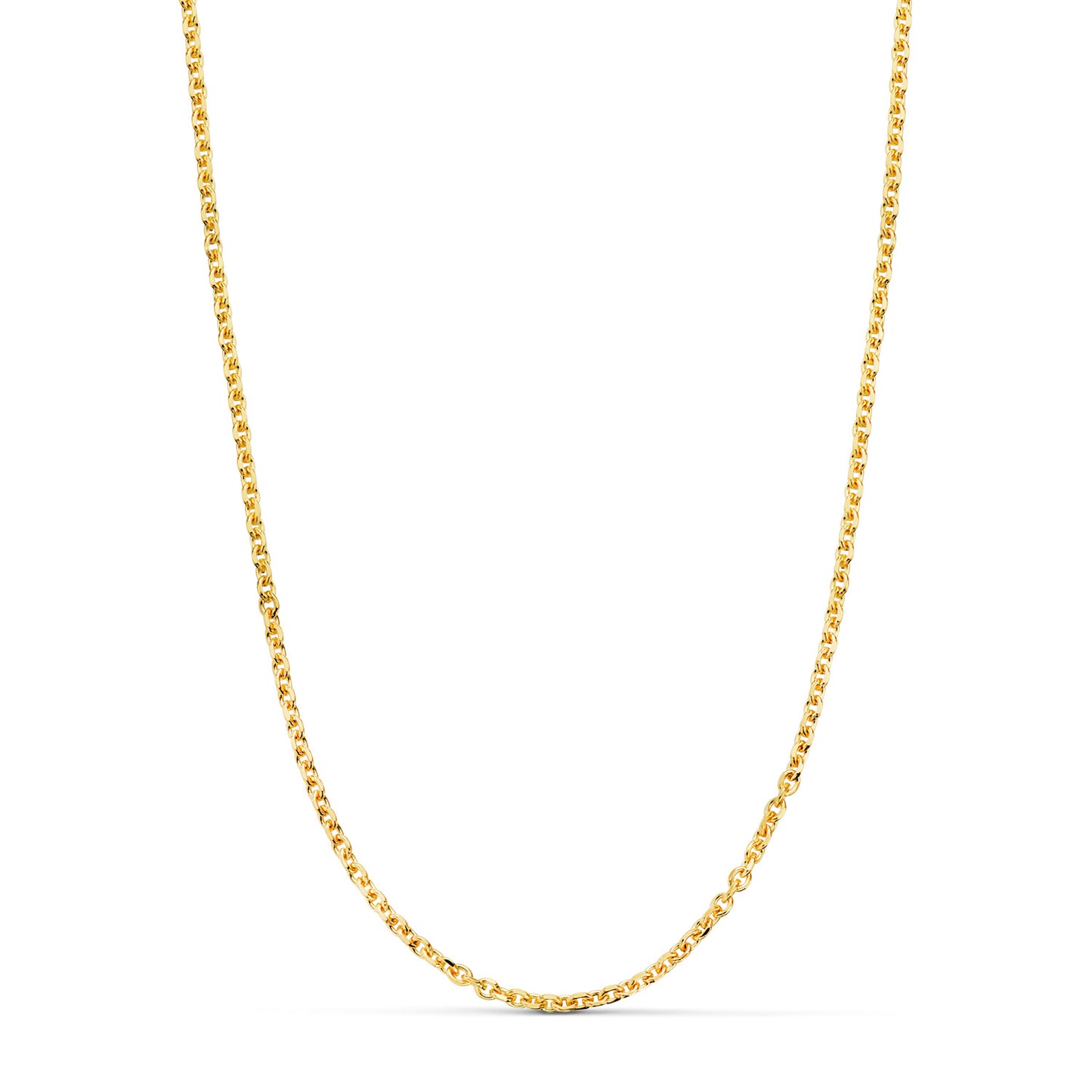Cadena Maciza Forzada Eslabon Tallado. Ancho: 2,3 mm Largo: 60 cm de oro amarillo 18K